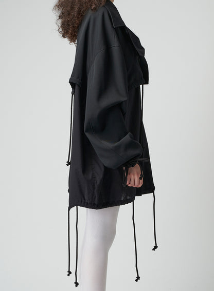 WOOL GABARDINE LAYERED MOD'S COAT