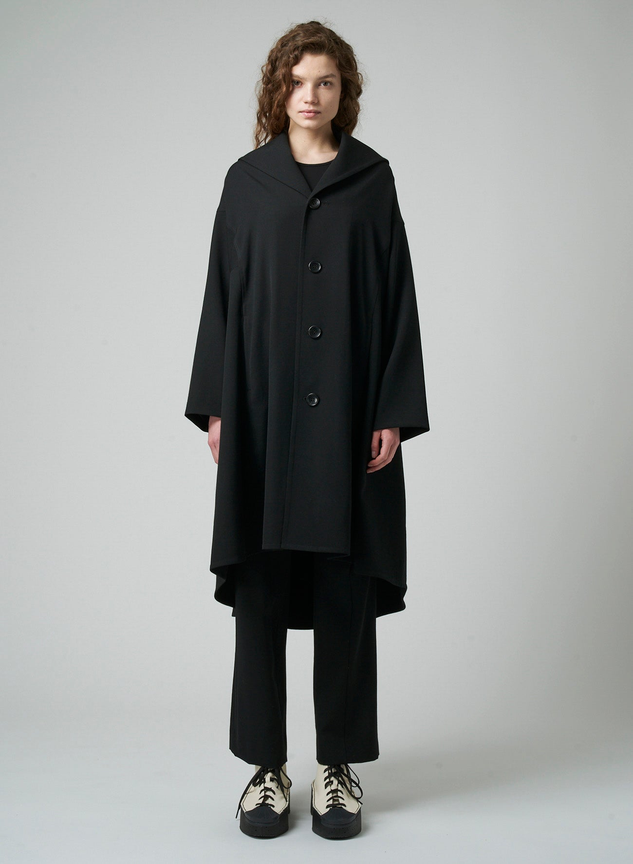 GABARDINE B COLLAR FLARE COAT