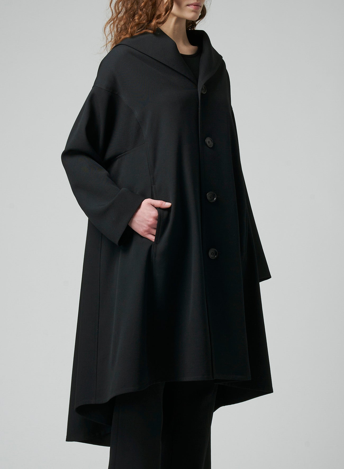 GABARDINE B COLLAR FLARE COAT