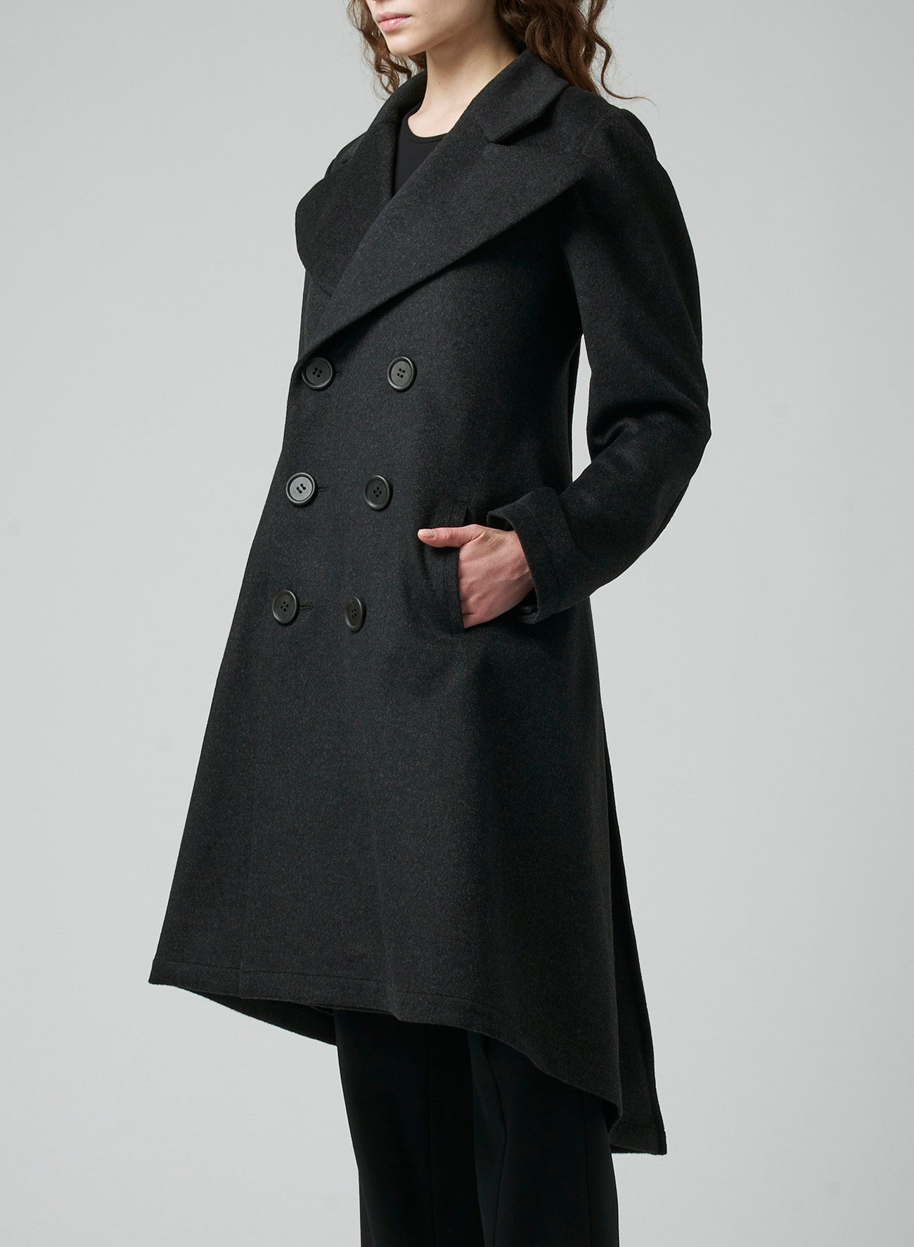 W/CA BEAVER BIG LAPEL DOUBLE COAT