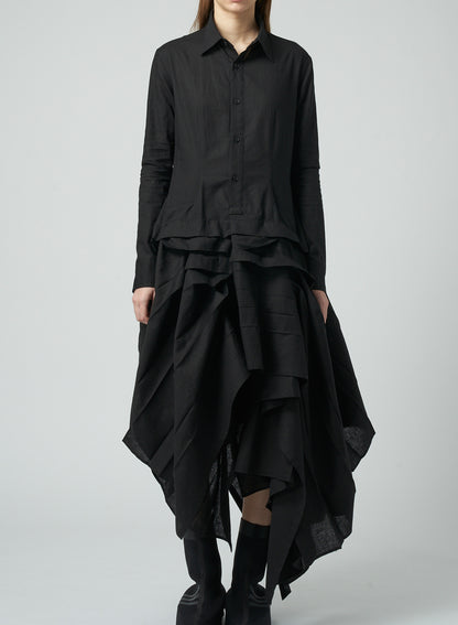 MUSLIN DRESS WITH PLEATED SKIRT