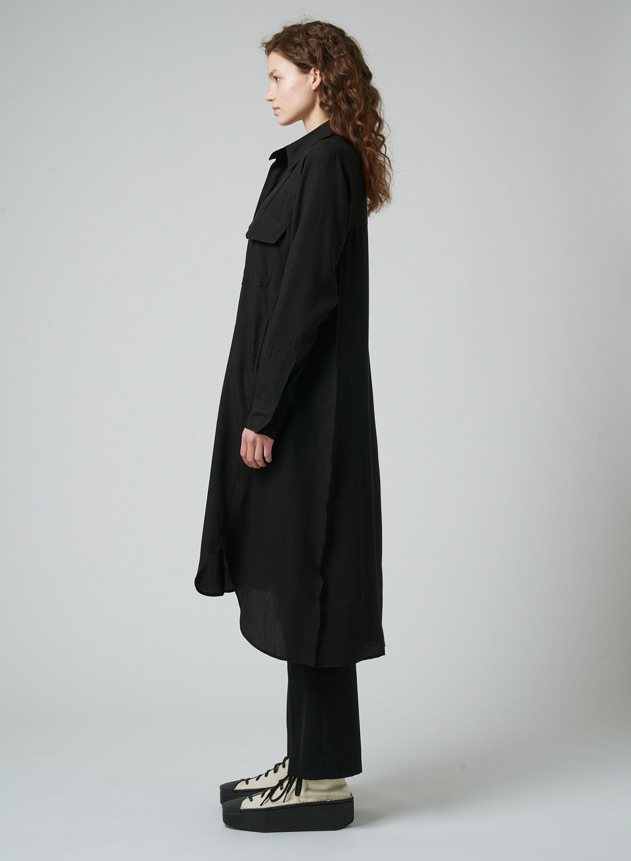 CELLULOSE POPLIN WORK SHIRT LONG DRESS