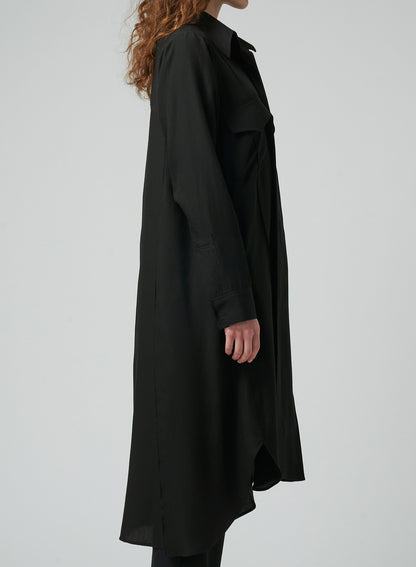 CELLULOSE POPLIN WORK SHIRT LONG DRESS