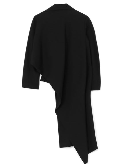 WOOL GABARDINE ASYMMETRIC LONG JACKET