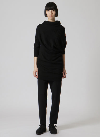 PLAIN ST+PATTERN+RIB DRAPED TURTLE NECK B