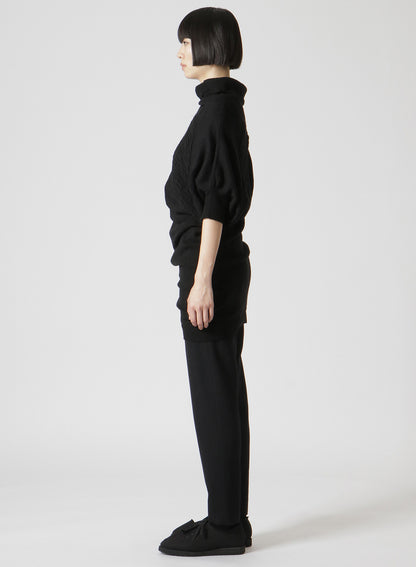 PLAIN ST+PATTERN+RIB DRAPED TURTLE NECK B