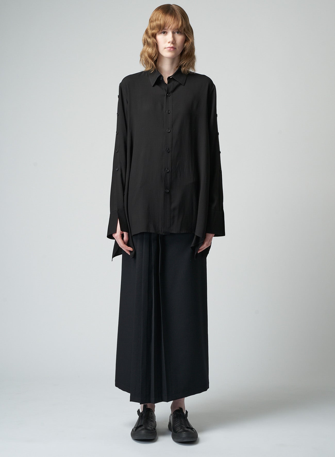 GABARDINE F PLEATED SKIRT