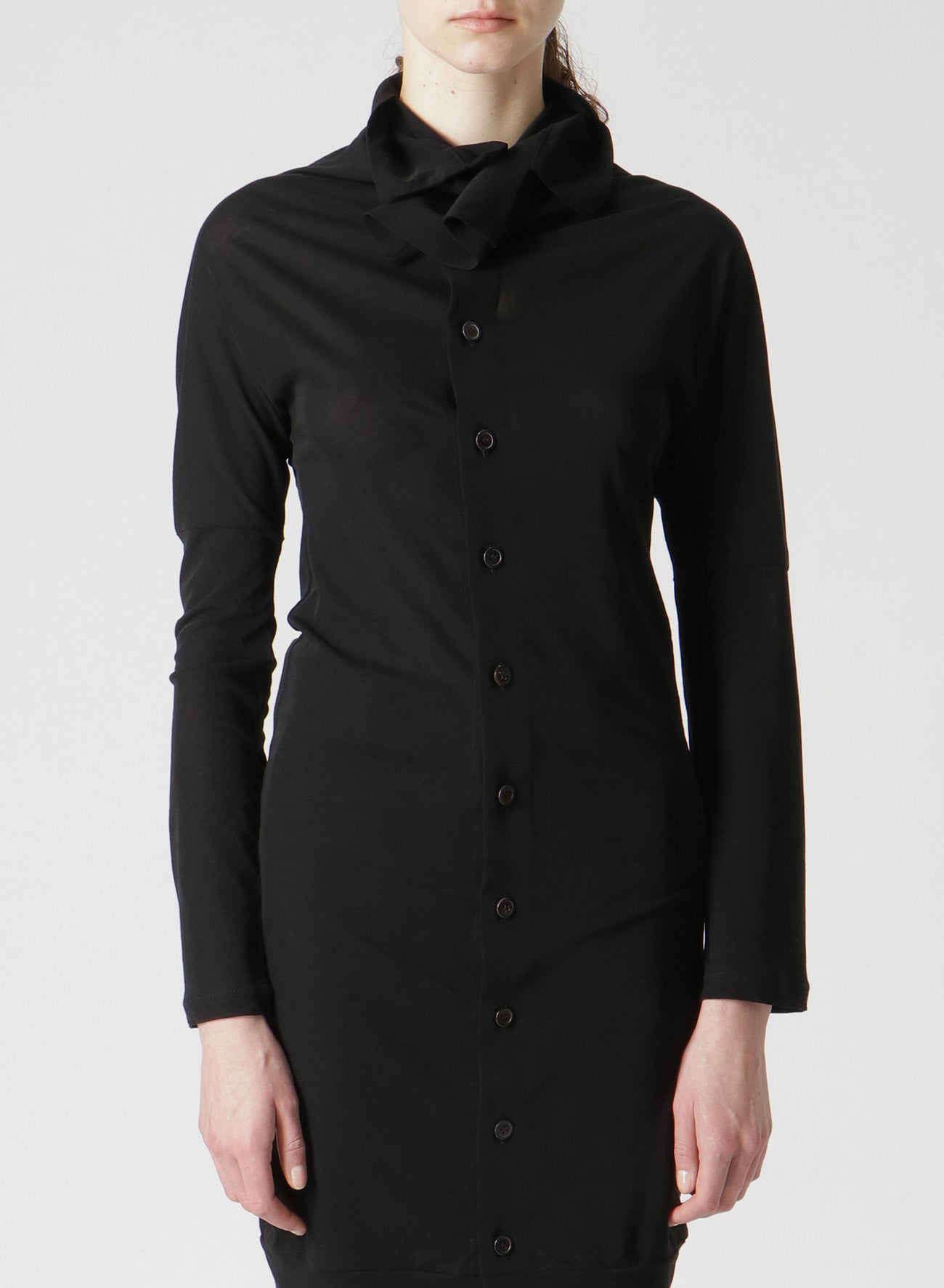 COSMORAMA COTTON DRAPED LONG SLEEVE BUTTON-UP TURTLENECK TOP – THE SHOP  YOHJI YAMAMOTO