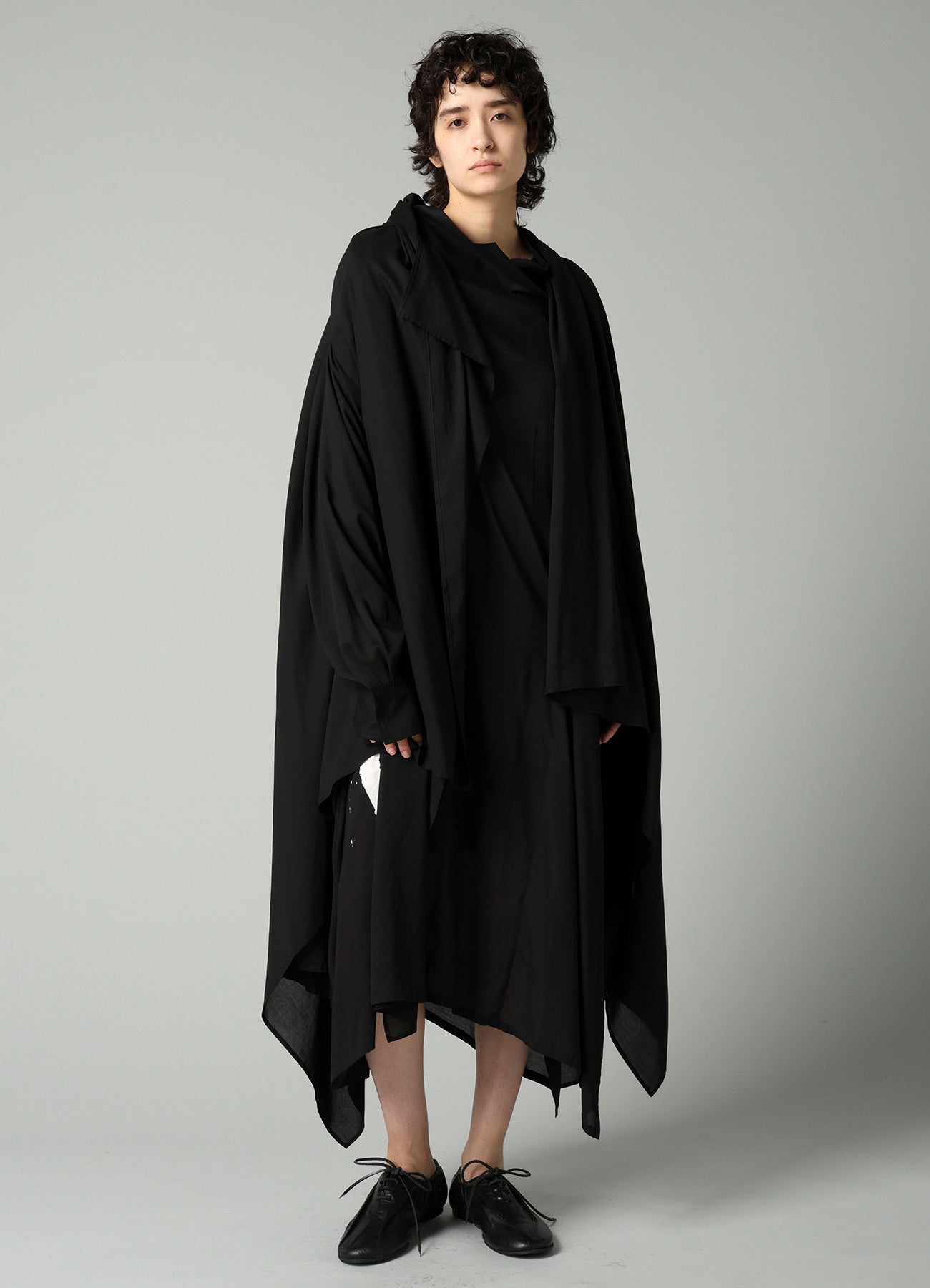 トップス Yohji Yamamoto Pour Homme HOODED BLOUSE CELLULOSE LAWN ASYMMETRIC DRAPED BLOUSE – THE SHOP YOHJI YAMAMOTO