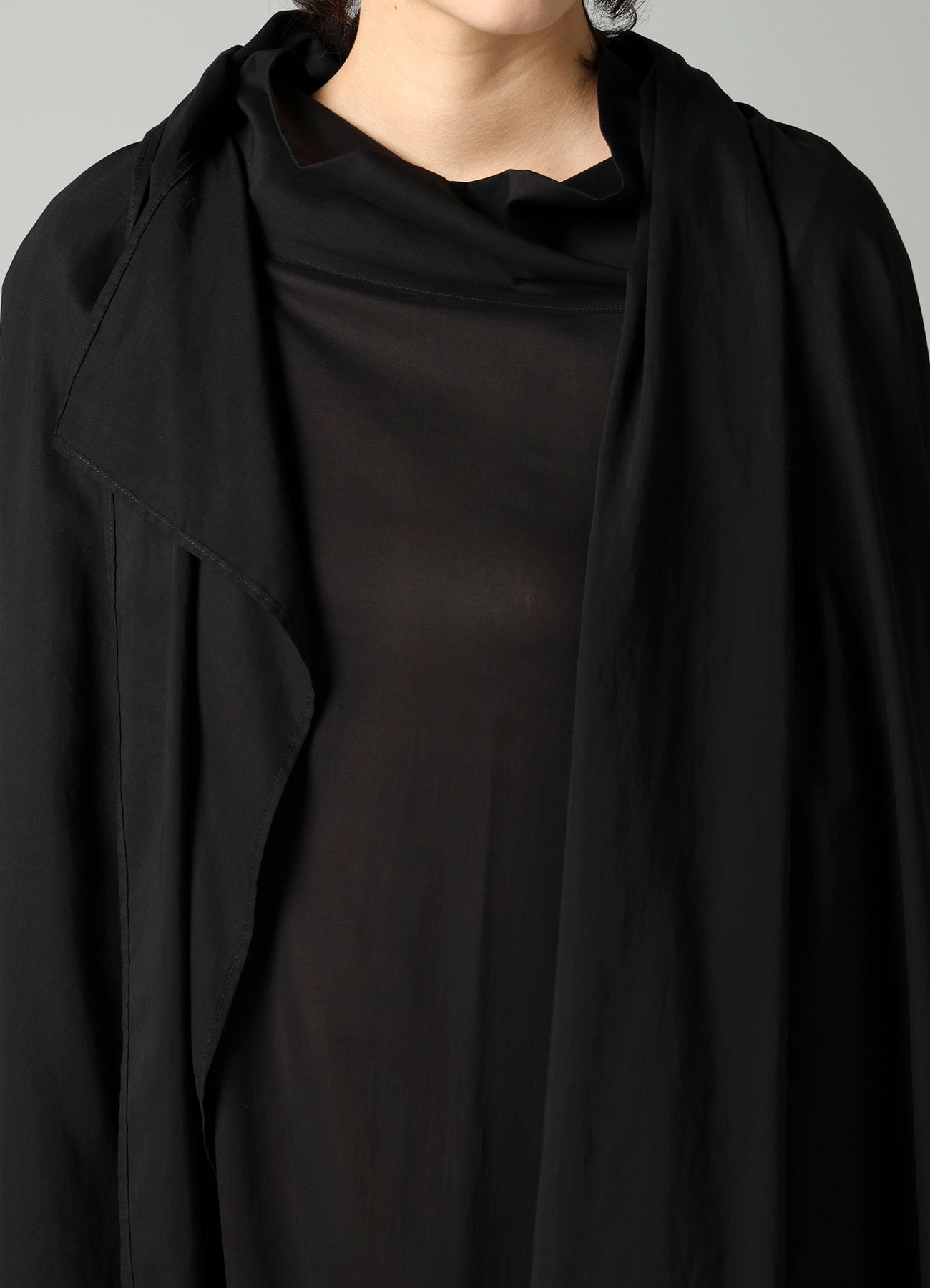 CELLULOSE LAWN ASYMMETRIC DRAPED BLOUSE – THE SHOP YOHJI YAMAMOTO