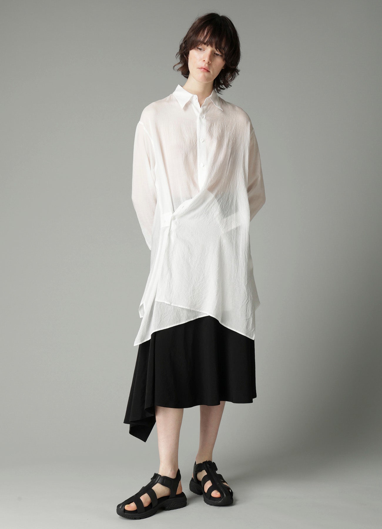 CELLULOSE LAWN F WRAP RELAXED FIT BLOUSE