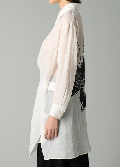 HAND PAINTED MESSAGE PT F WRAP RELAXED FIT BLOUSE