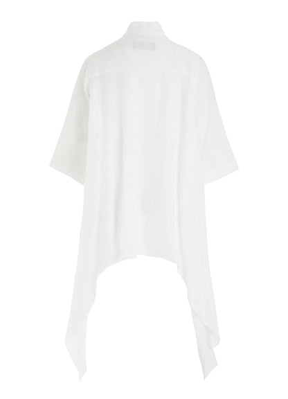CELLULOSE LAWN FLOUNCE SHORT SLV BLOUSE