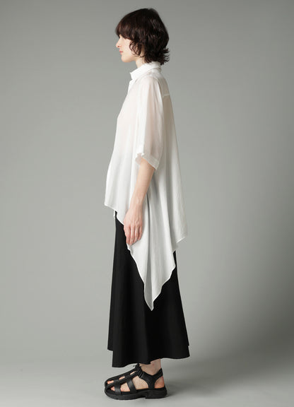 CELLULOSE LAWN FLOUNCE SHORT SLV BLOUSE