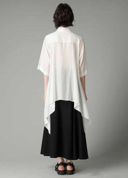 CELLULOSE LAWN FLOUNCE SHORT SLV BLOUSE