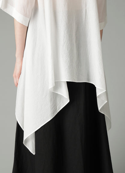 CELLULOSE LAWN FLOUNCE SHORT SLV BLOUSE