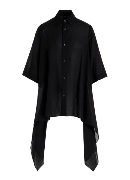 CELLULOSE LAWN FLOUNCE SHORT SLV BLOUSE