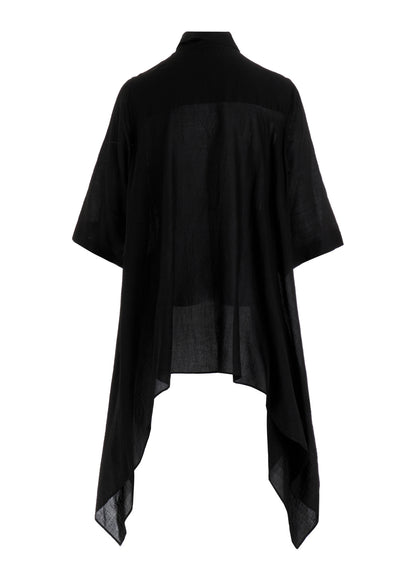CELLULOSE LAWN FLOUNCE SHORT SLV BLOUSE