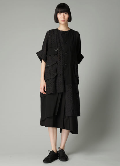 INDIAN EMBROIDERY LACE OUT POCKET UNBALANCED COAT