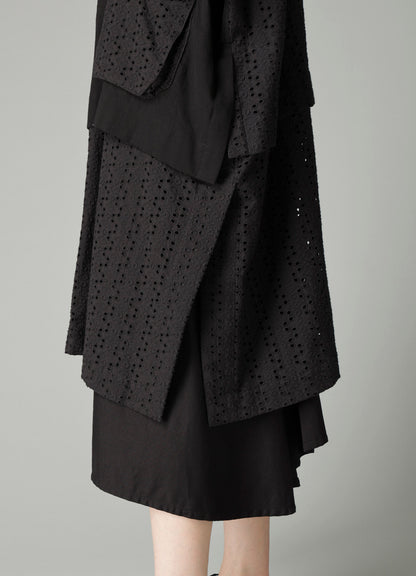 INDIAN EMBROIDERY LACE OUT POCKET UNBALANCED COAT
