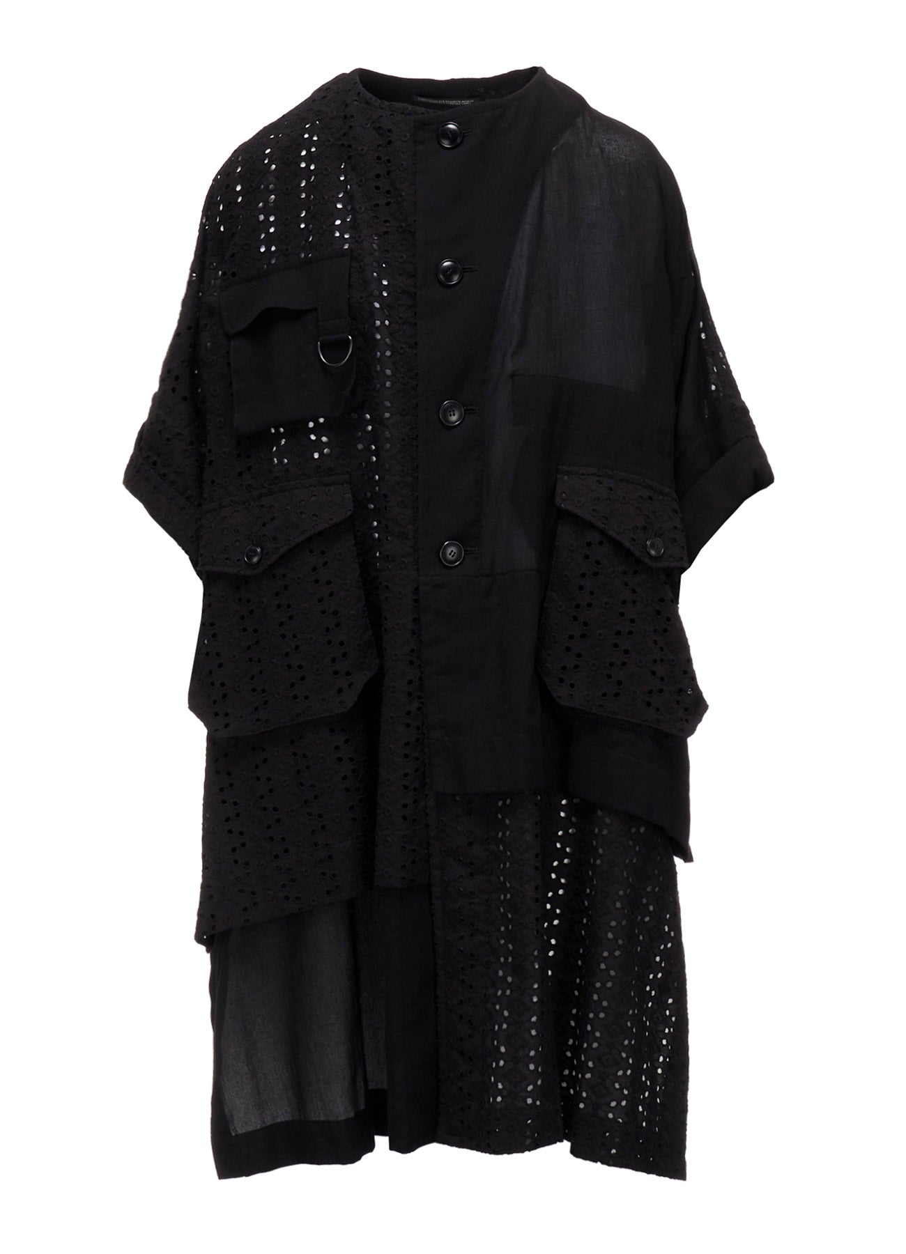 INDIAN EMBROIDERY LACE OUT POCKET UNBALANCED COAT