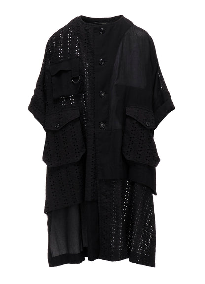 INDIAN EMBROIDERY LACE OUT POCKET UNBALANCED COAT