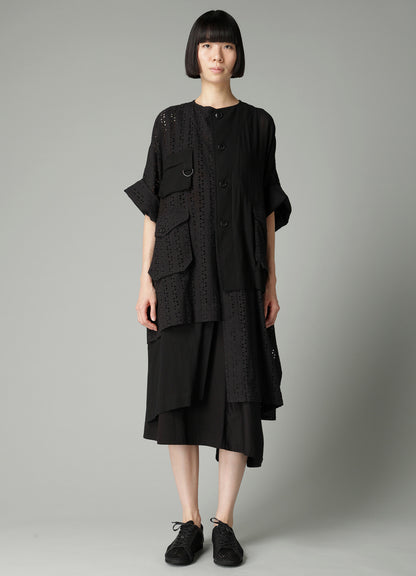 INDIAN EMBROIDERY LACE OUT POCKET UNBALANCED COAT