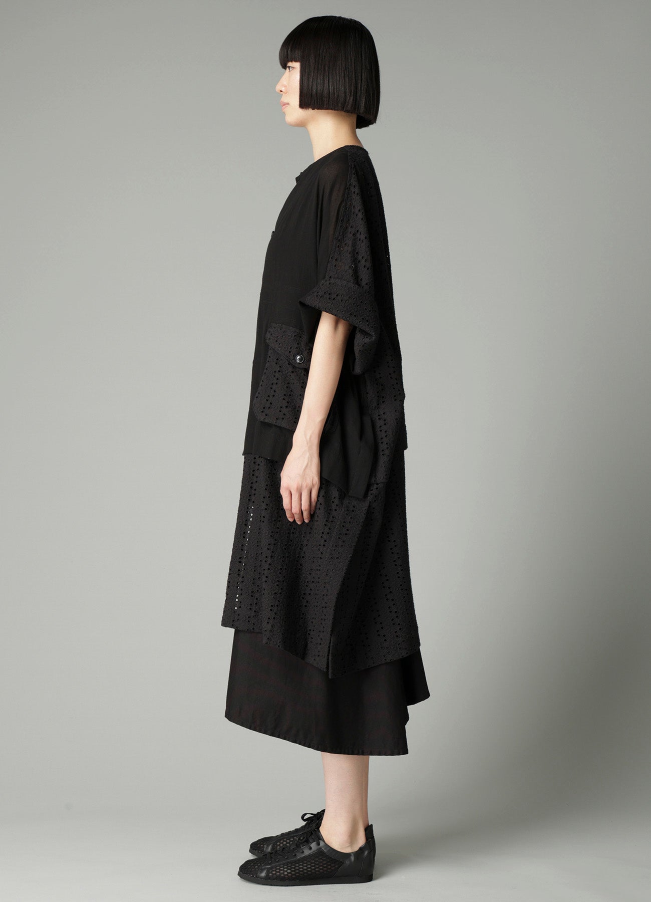 INDIAN EMBROIDERY LACE OUT POCKET UNBALANCED COAT