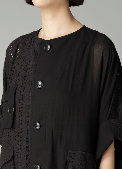 INDIAN EMBROIDERY LACE OUT POCKET UNBALANCED COAT