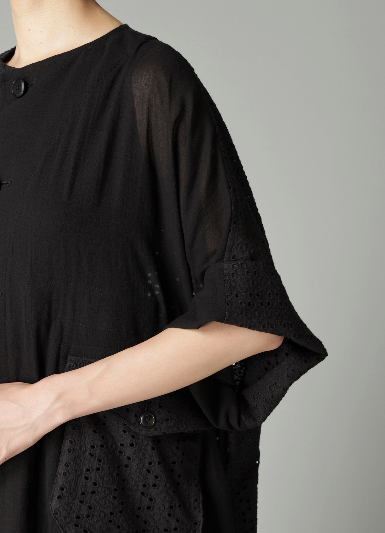 INDIAN EMBROIDERY LACE OUT POCKET UNBALANCED COAT