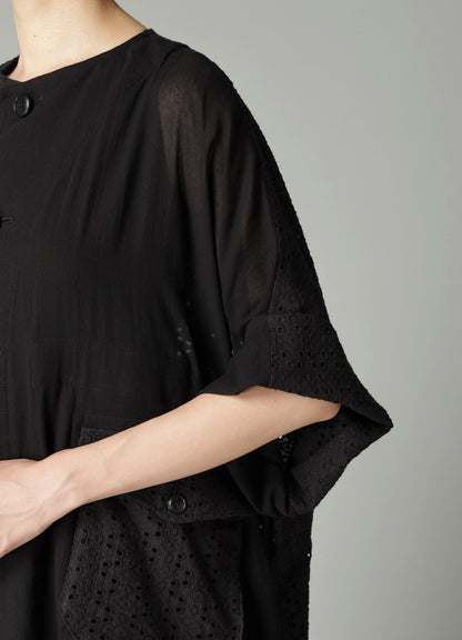 INDIAN EMBROIDERY LACE OUT POCKET UNBALANCED COAT