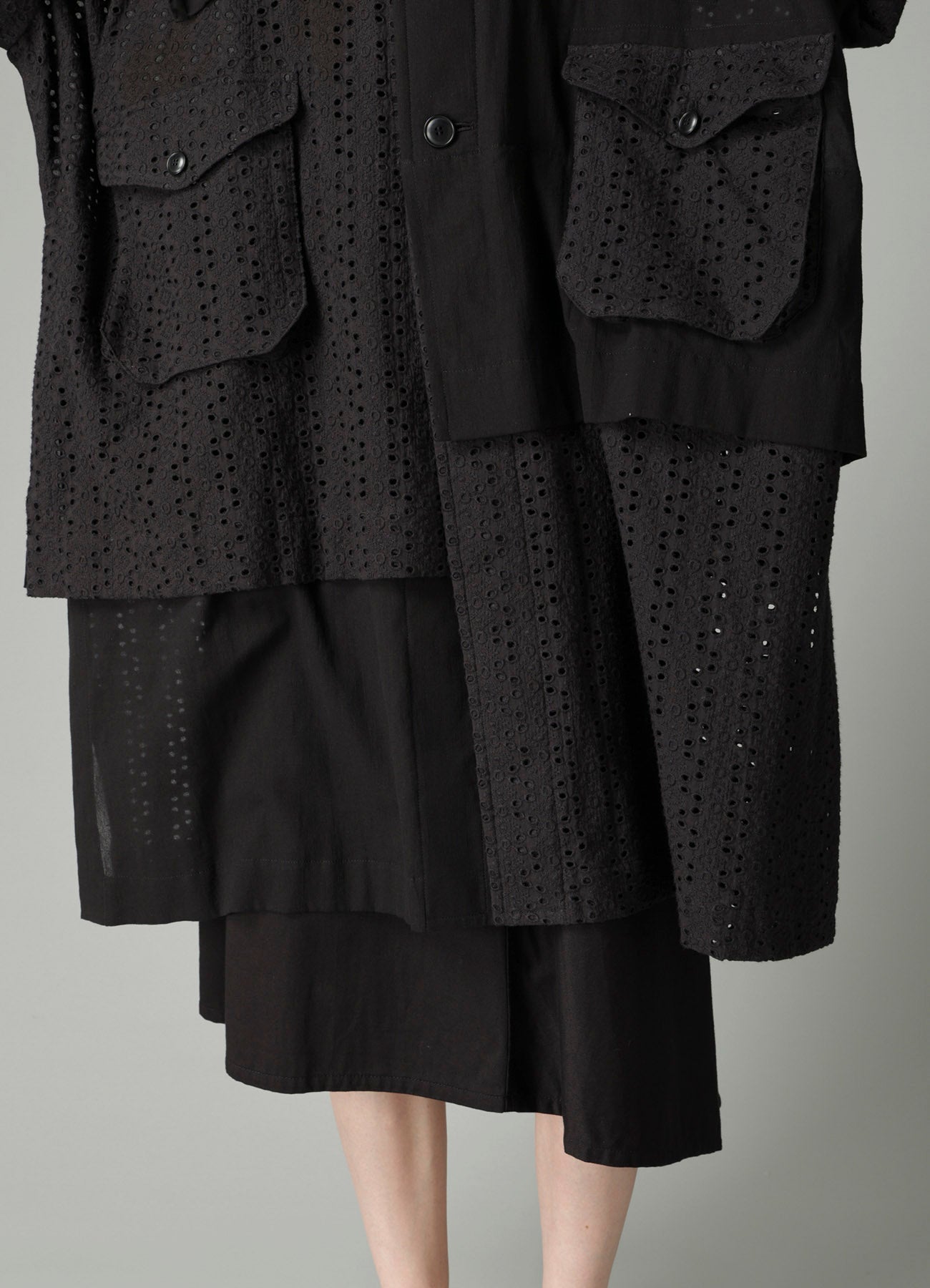 INDIAN EMBROIDERY LACE OUT POCKET UNBALANCED COAT