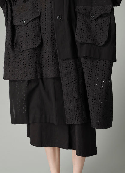 INDIAN EMBROIDERY LACE OUT POCKET UNBALANCED COAT
