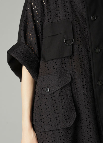 INDIAN EMBROIDERY LACE OUT POCKET UNBALANCED COAT