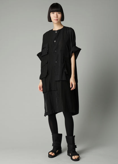 RECYCLE Ny PLAIN WEAVE OUT POCKET UNBALANCED COAT