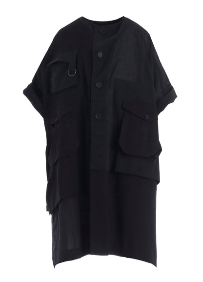 RECYCLE Ny PLAIN WEAVE OUT POCKET UNBALANCED COAT