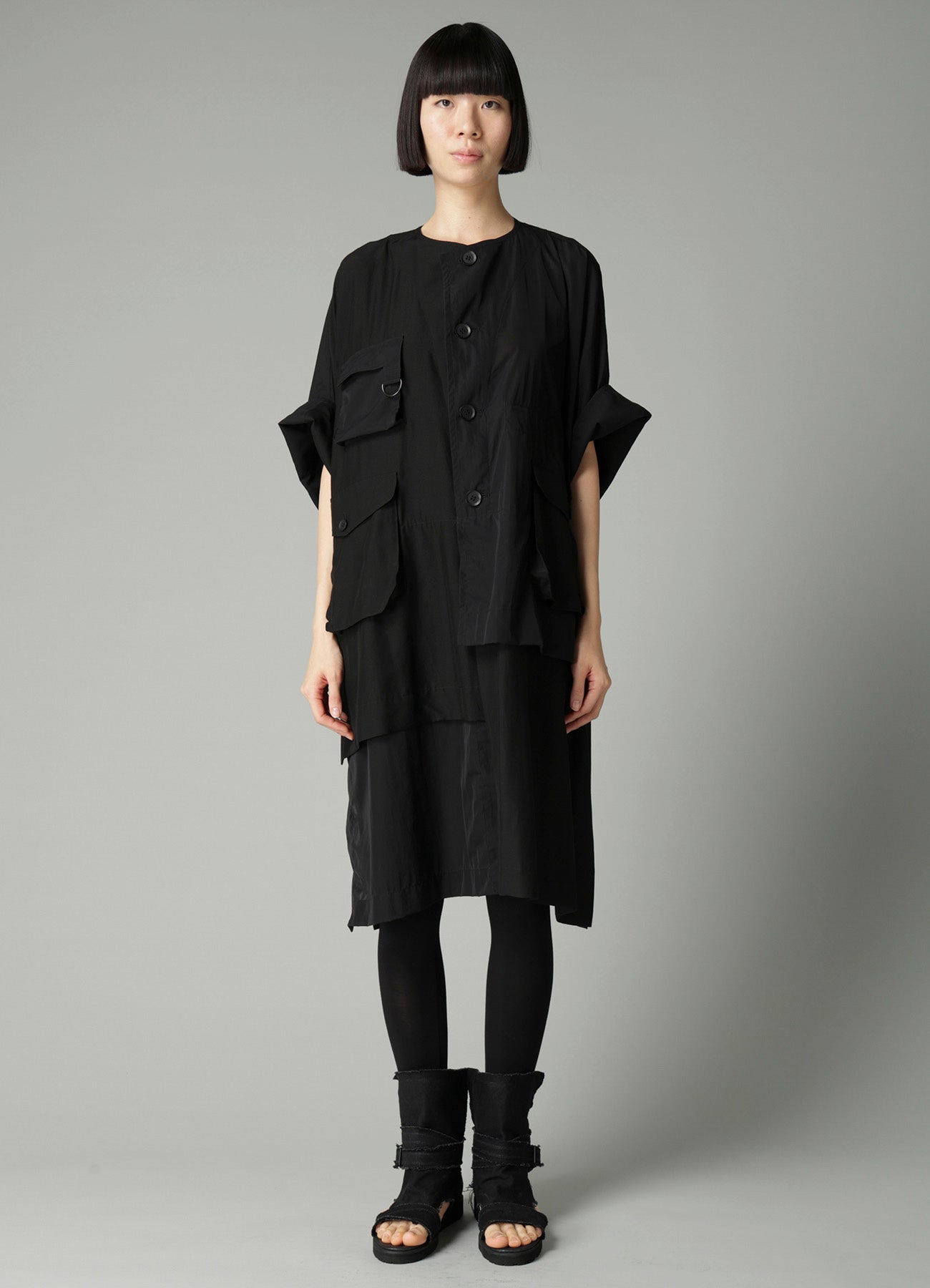 RECYCLE Ny PLAIN WEAVE OUT POCKET UNBALANCED COAT