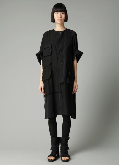 RECYCLE Ny PLAIN WEAVE OUT POCKET UNBALANCED COAT