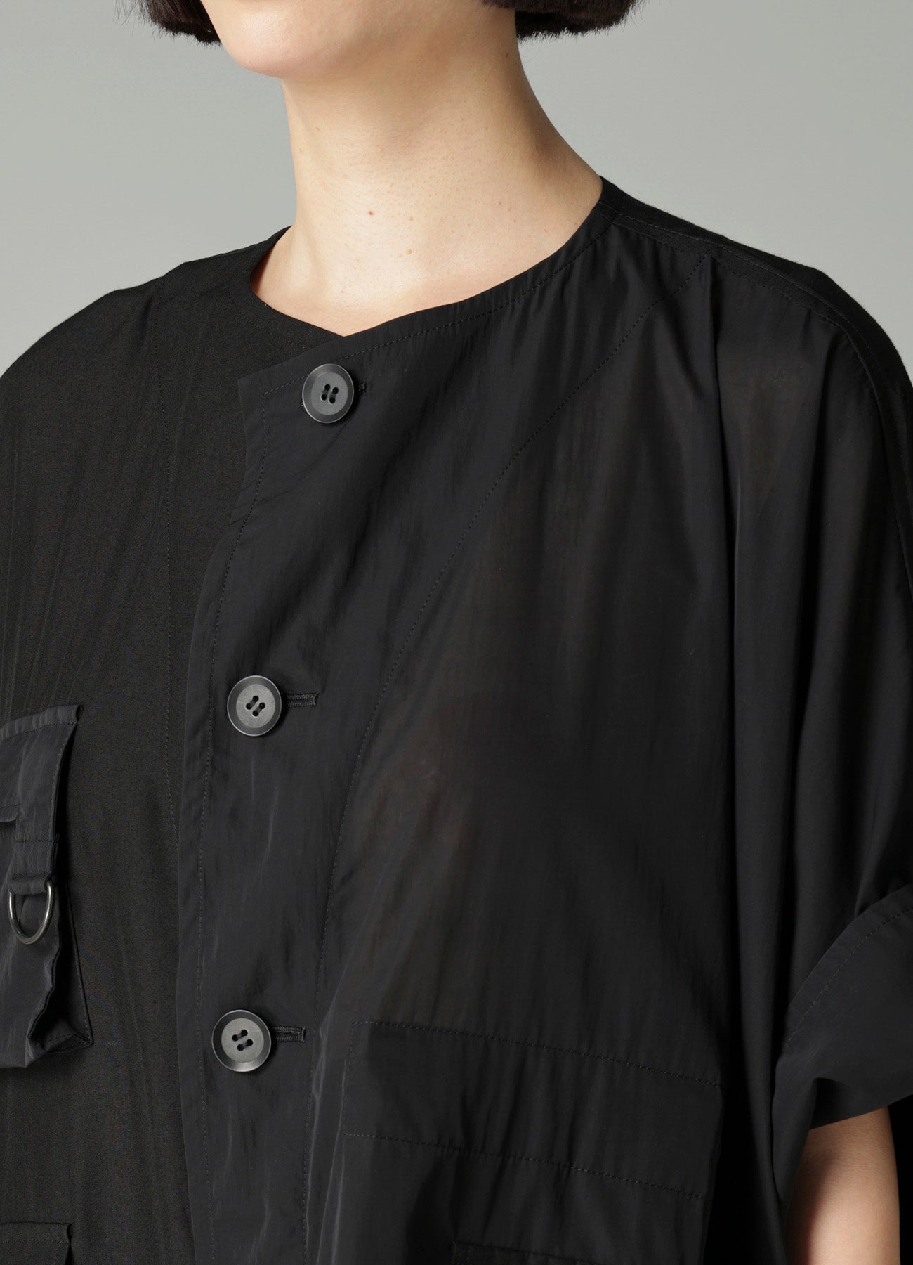 RECYCLE Ny PLAIN WEAVE OUT POCKET UNBALANCED COAT