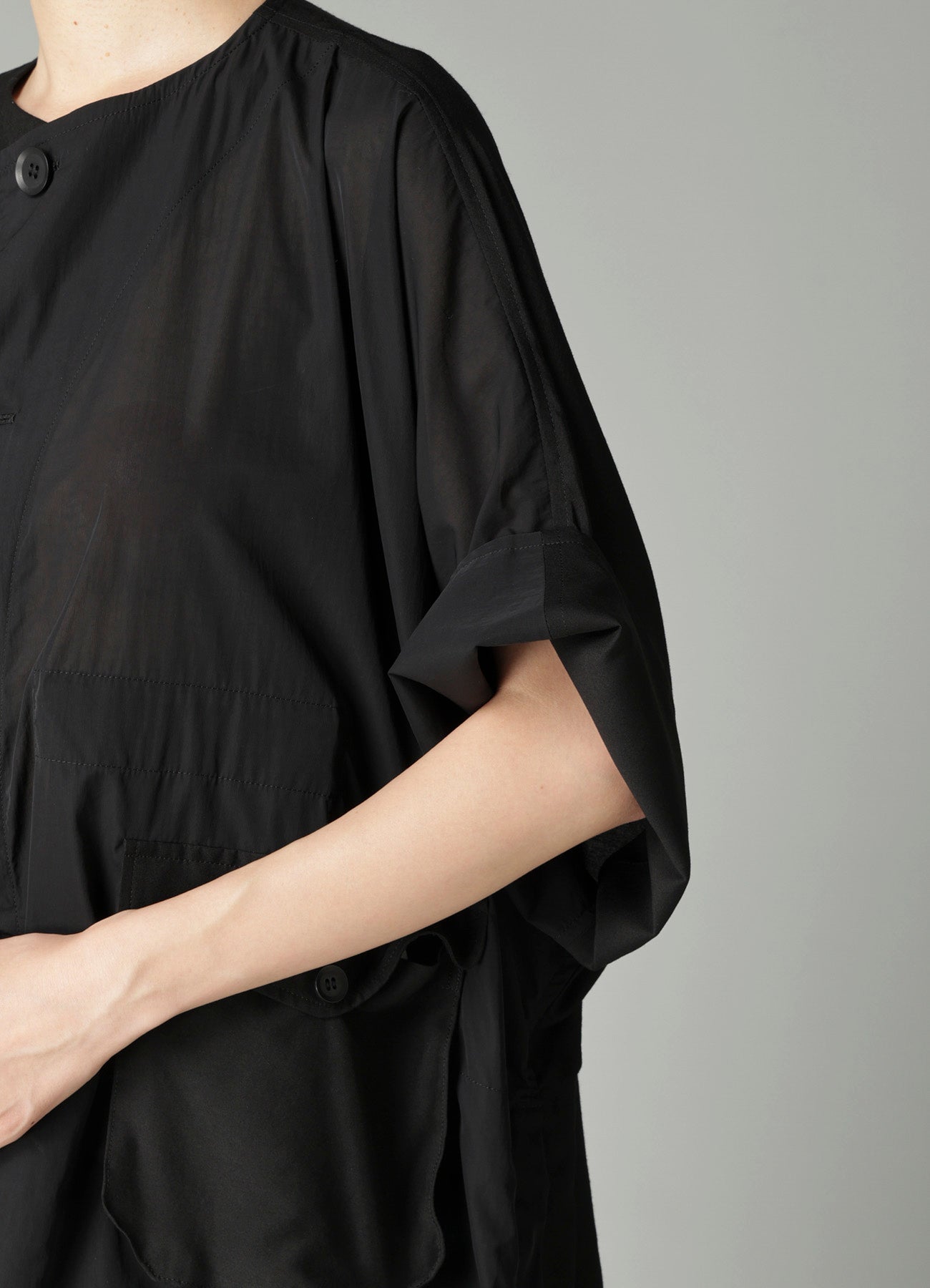 RECYCLE Ny PLAIN WEAVE OUT POCKET UNBALANCED COAT