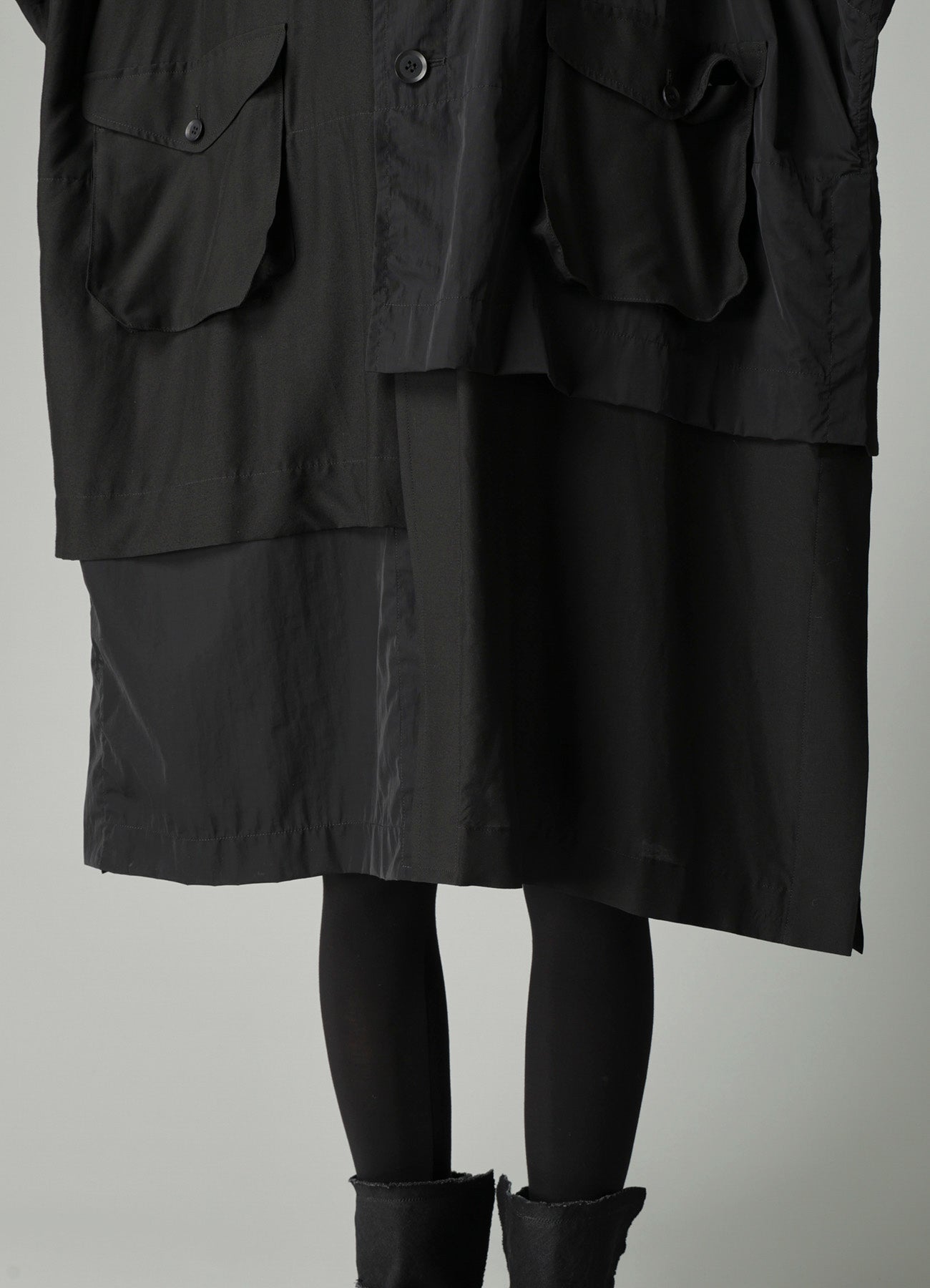 RECYCLE Ny PLAIN WEAVE OUT POCKET UNBALANCED COAT