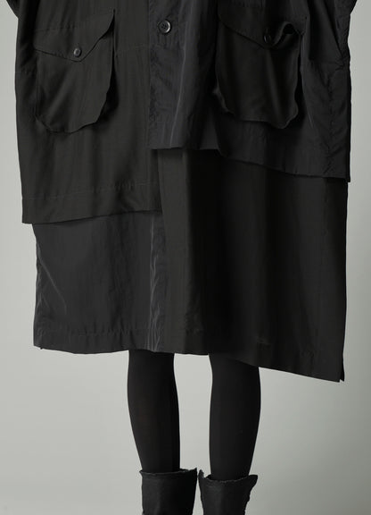 RECYCLE Ny PLAIN WEAVE OUT POCKET UNBALANCED COAT