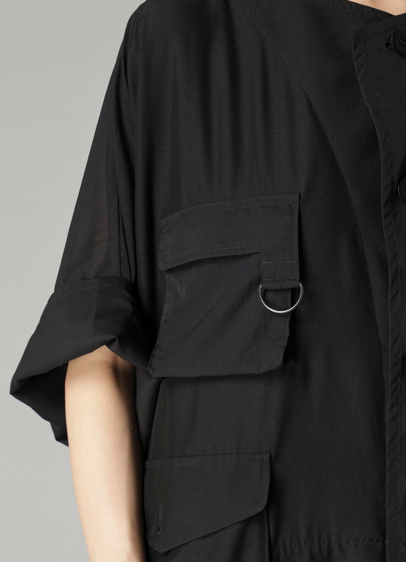 RECYCLE Ny PLAIN WEAVE OUT POCKET UNBALANCED COAT