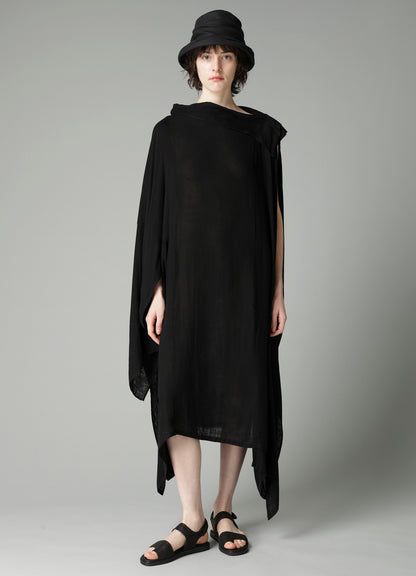 Ry DOUBLE LAYER GAUZE STAND COLLAR ASYMMETRIC DRESS