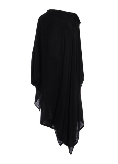 Ry DOUBLE LAYER GAUZE STAND COLLAR ASYMMETRIC DRESS