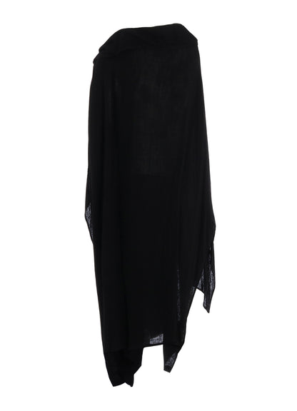 Ry DOUBLE LAYER GAUZE STAND COLLAR ASYMMETRIC DRESS