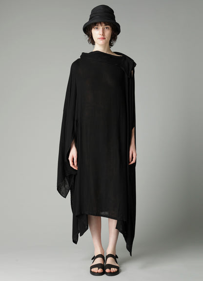 Ry DOUBLE LAYER GAUZE STAND COLLAR ASYMMETRIC DRESS
