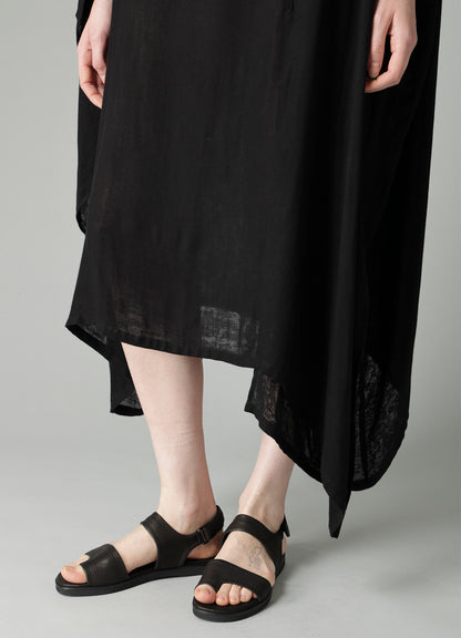 Ry DOUBLE LAYER GAUZE STAND COLLAR ASYMMETRIC DRESS