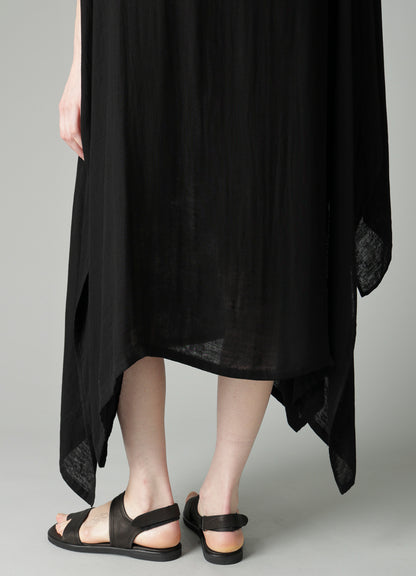 Ry DOUBLE LAYER GAUZE STAND COLLAR ASYMMETRIC DRESS