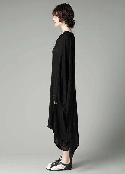 Ry DOUBLE LAYER GAUZE V NECK SLIT DRESS